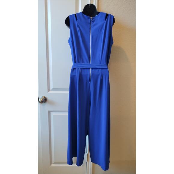 Danny and Nicole Royal Blue Sleeveless Belted Wide Leg Jumpsuit size 10 - Picture 5 of 16